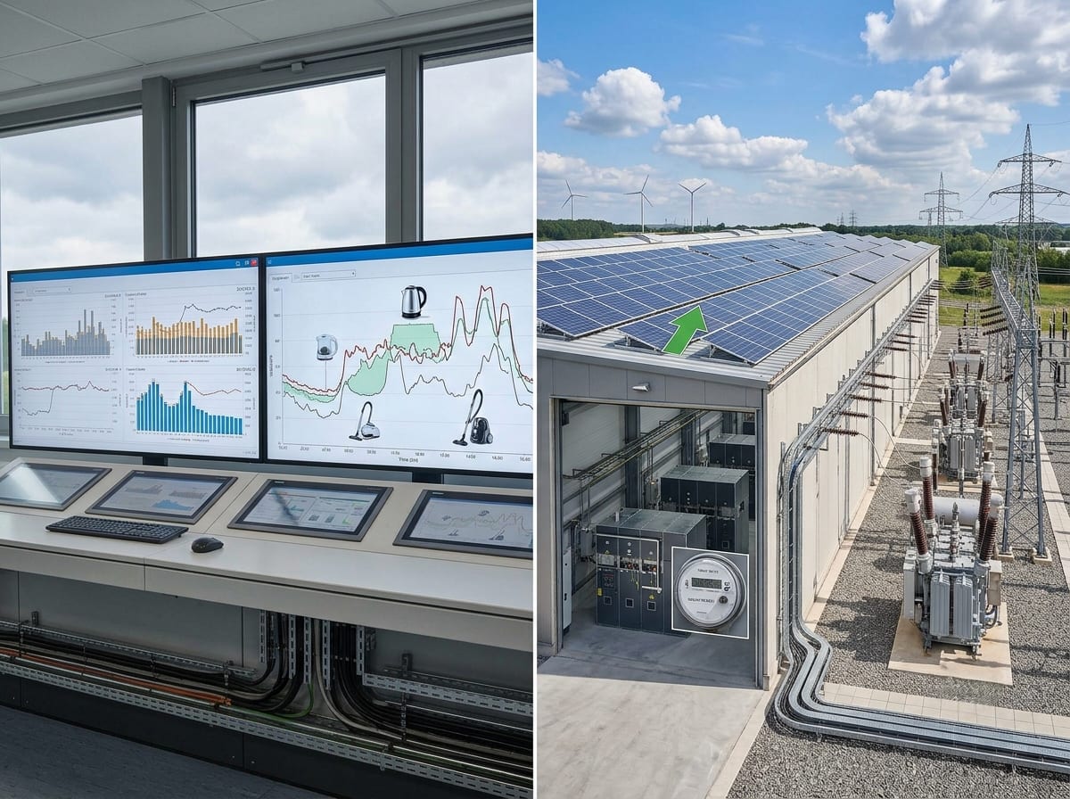 SCADA control room monitoring electrical load and demand